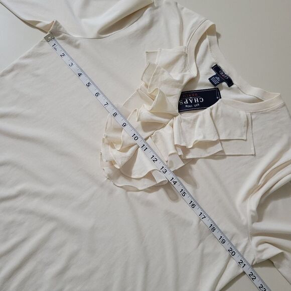 Chaps Women's Cream Vneck Elbow-length Pullover Top - Picture 3 of 10